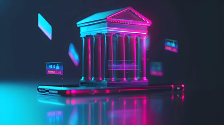 Virtual bank or online banking, virtual bank operate entirely online, providing customers with digital financial services without physical branchesの素材