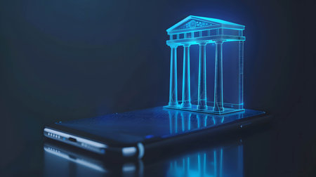 Virtual bank or online banking, virtual bank operate entirely online, providing customers with digital financial services without physical branchesの素材