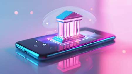 Virtual bank or online banking, virtual bank operate entirely online, providing customers with digital financial services without physical branchesの素材