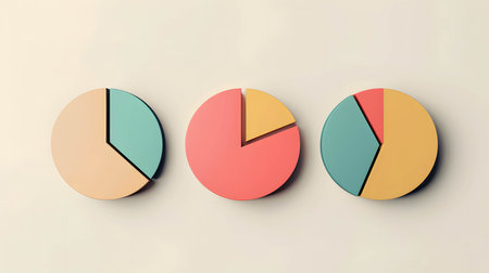 Pie charts representing diversified stock portfolios, diversification of investment or asset allocation on stock and fund and bond make investments more efficientの素材