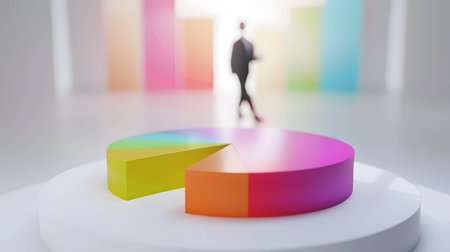 Pie chart show financial planning and investment, allocating money to invest in different types of assets, diversify and portfolio managementの素材