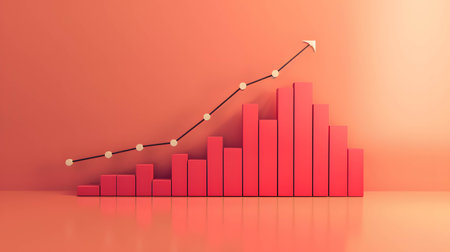 Illustrate a graph depicting the exponential growth of investment returns, financial growth and investmentの素材