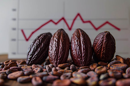 Demand and supply in cocoa in the world market or international market, the increase in the price of cocoa in the trading marketの素材