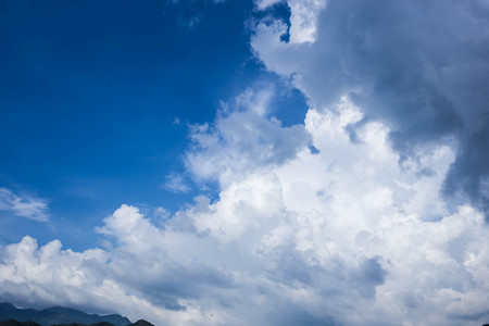 blue sky and white cloudsの写真素材