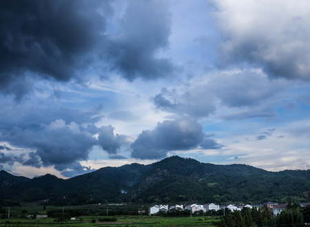 blue sky and white cloudsの写真素材