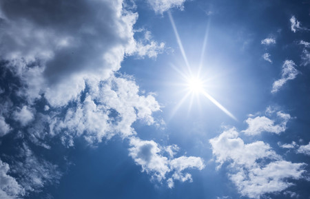 blue sky and white cloudsの写真素材
