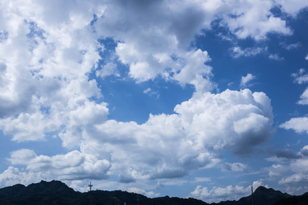 blue sky and white cloudsの写真素材