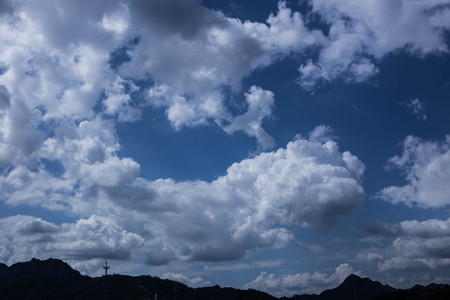 blue sky and white cloudsの写真素材
