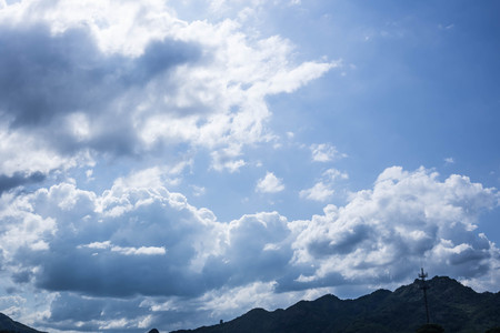 blue sky and white cloudsの写真素材