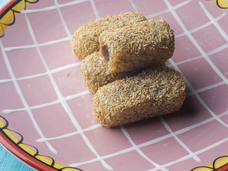 Fried Glutinous Rice Cake Stuffed with Bean Pasteの写真素材