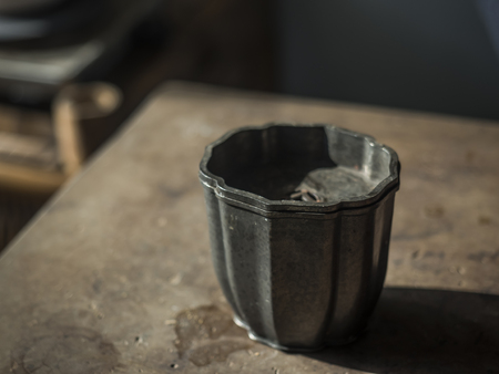 Tea cup on a wooden background