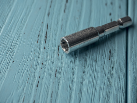 Sleeve on blue wooden backgroundの写真素材