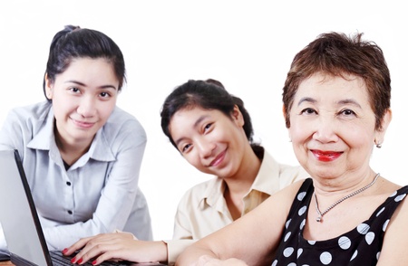 Senior lady together with grandchildren.の写真素材