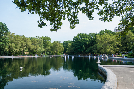 Central Park lake with RC boatsの写真素材
