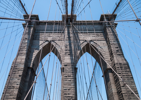 Brooklyn Bridge pylon close upの写真素材