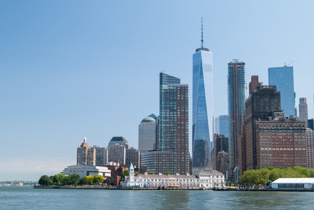 Manhattan downtown battery park close upの写真素材