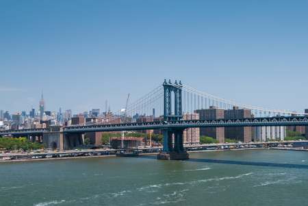 Manhattan bridge pylon close up, NYCの写真素材