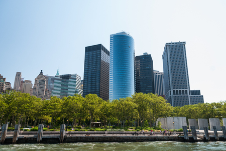 Skyscrapers rising over Battery Park, New Yorkの写真素材