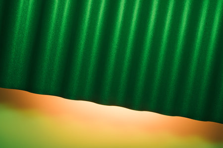 Industrial futuristic background with green and orange reflections. Ireland, St Patrick minimalistic template.の写真素材