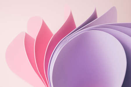 Dynamic motion abstract elements with pink and periwinkle sheets. Abstract colorful backgroundの写真素材