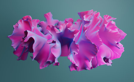 Abstract magenta and blue neon shape. Lichen, coral futuristic 3D render