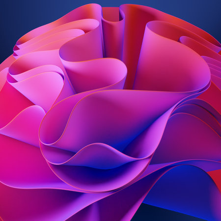 Abstract patriotic colors 3D render with red and blue gradient colors. Dynamic motion fabric layers...