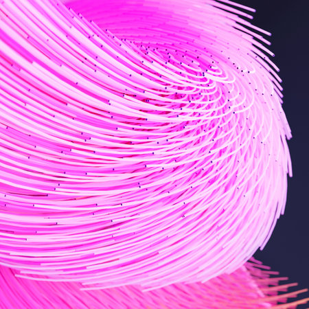 Pink spaghetti 3D render abstract background. Futuristic colorful tentacles cyber illustrationの写真素材