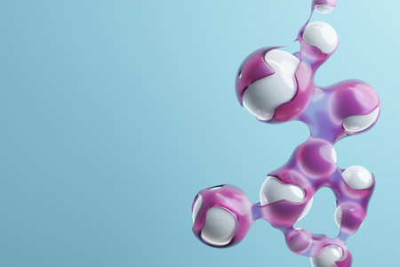 Pink glassy slime dripping from plastic white spheres. Cyber, futuristic abstract backgroun. 3D renderの写真素材