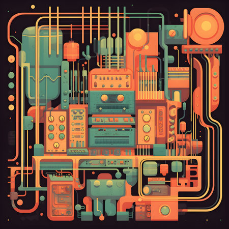 Lo-fi music inspired illustration with audio equipment. Peacefulnes, selfawareness conceptual background. AI generated imageの素材