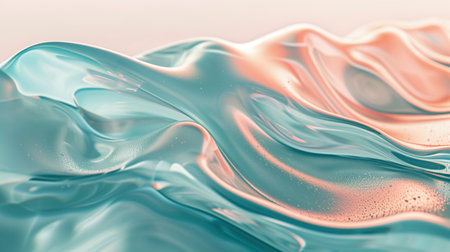 Peachy and teal abstract flowing background. Translucent glass wallpaperの素材