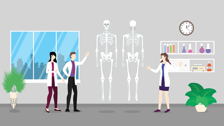 human skeleton anatomy structure health care checkup analysis identifying by doctor people on the hospital - vector illustrationのイラスト素材