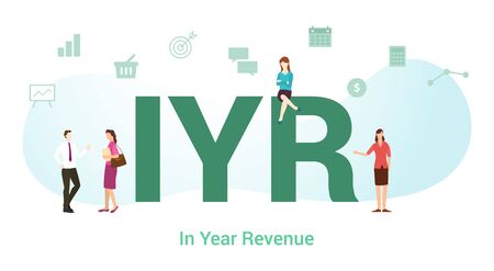 iyr in year revenue concept with big word or text and team people with modern flat style - vector illustrationのイラスト素材