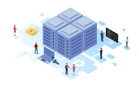 data center or server room processing data operation with security protection and maintenance with...