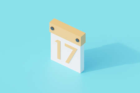calendar single isolated object. 3d render illustration with isometric view