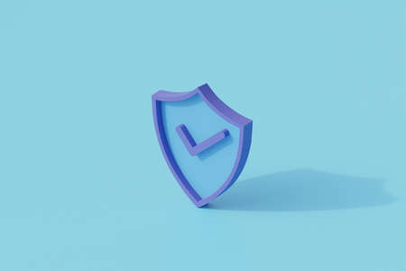 secure shield icon single isolated object. 3d render illustration with isometric viewの写真素材