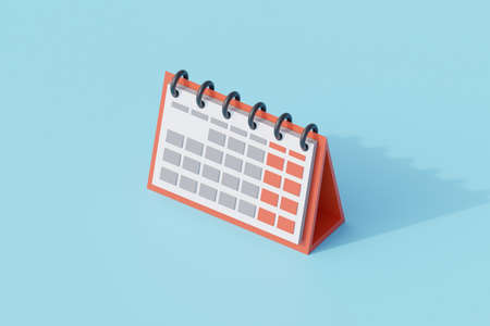 monthly calendar single isolated object. 3d render illustration with isometric viewの写真素材