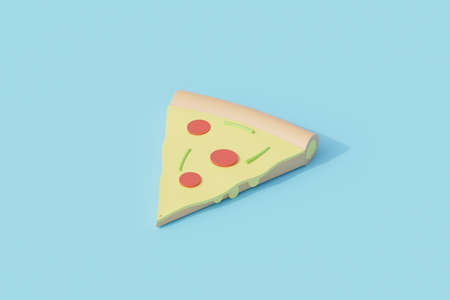 sliced pizza single isolated object. 3d render illustration with isometricの写真素材
