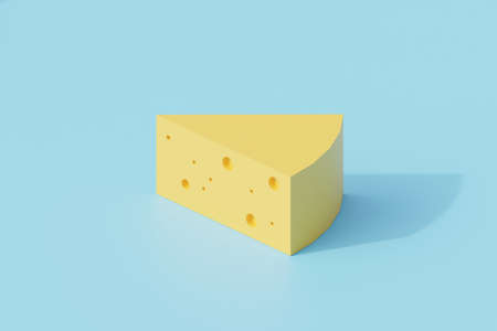 cheese or chedar single isolated object. 3d render illustration with isometric view