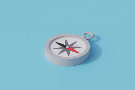 compass single isolated object. 3d render illustration with isometric viewの写真素材