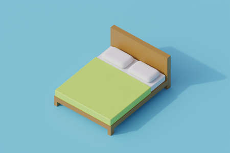 bed single isolated object. 3d render illustration isometricの写真素材