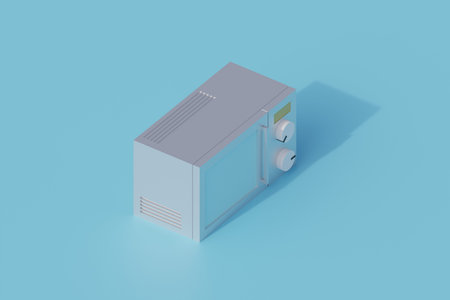 microwave single isolated object. 3d render illustration isometricの写真素材