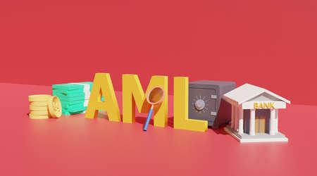 aml anti money laundering business finance concept with bank money and some deposit . 3d illustration rendering renderの写真素材