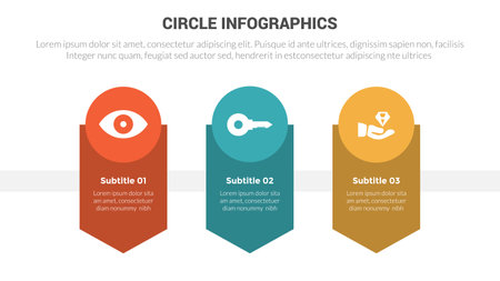 circle base infographics template diagram banner with horizontal badge balance and 3 point step creative design vectorのイラスト素材