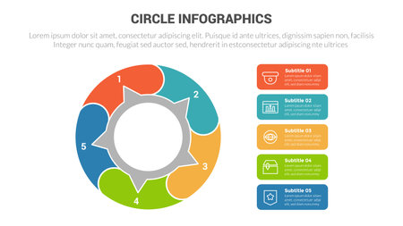 circle base infographics template diagram banner with big circle circular and 5 point step creative design vectorのイラスト素材