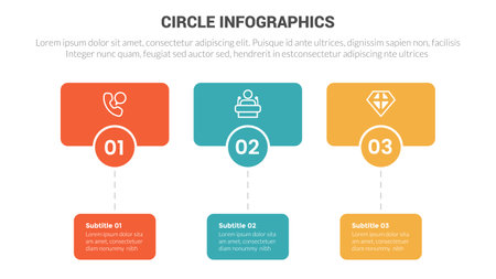 circle base infographics template diagram banner with horizontal banner box and 3 point step creative design vectorのイラスト素材