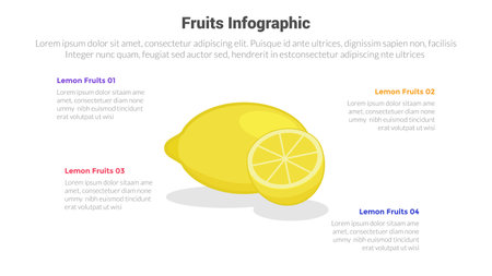 fruit fresh and healthy lemon infographics template diagram with 4 point step creative design for slide presentation vectorのイラスト素材