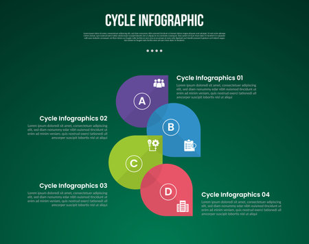 cycle infographic with vertical waterdrop circle unbalance position with 4 point stage with modern...