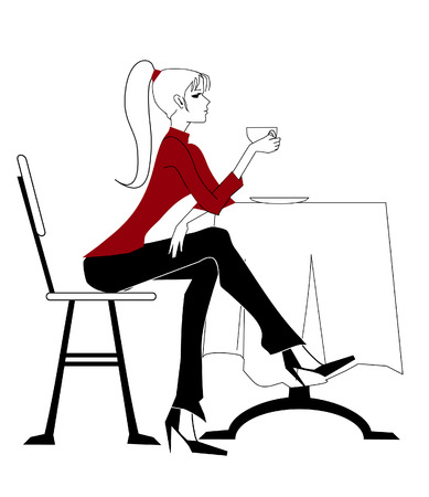 woman in cafeのイラスト素材