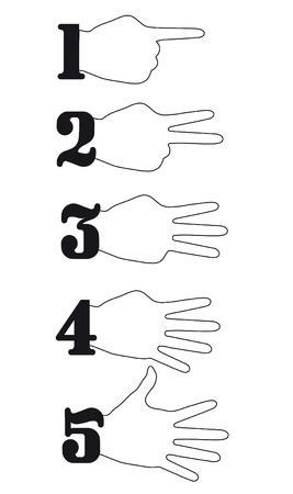 Hand, Numbers Counting Flat Designのイラスト素材