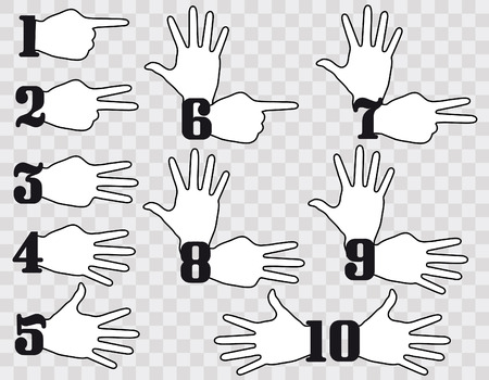 Hand, Numbers Counting Flat Designのイラスト素材